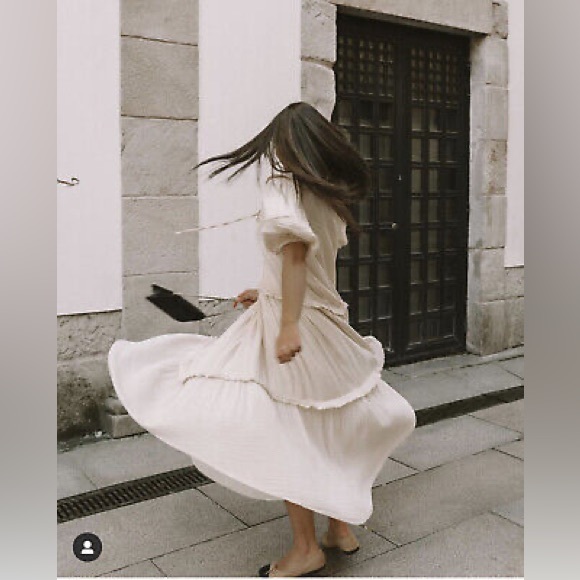 ZARA ~ ✨ Bloggers favourite ✨ MIDI DRESS WITH PANELS in Vanilla - Picture 17 of 17